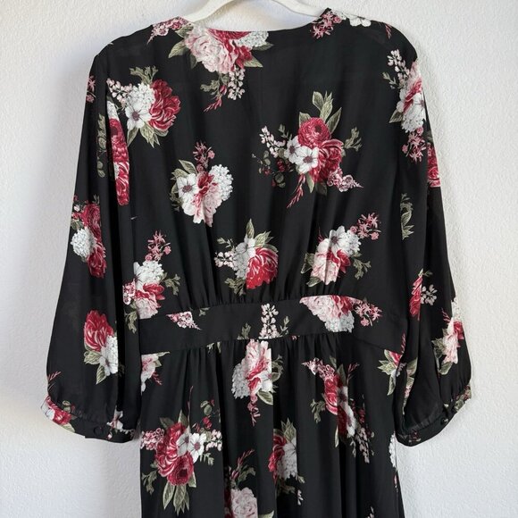 Torrid Womens Floral Georgette Wrap Tunic Blouse Top Size 2X Waterfall Front NWT - Picture 12 of 16
